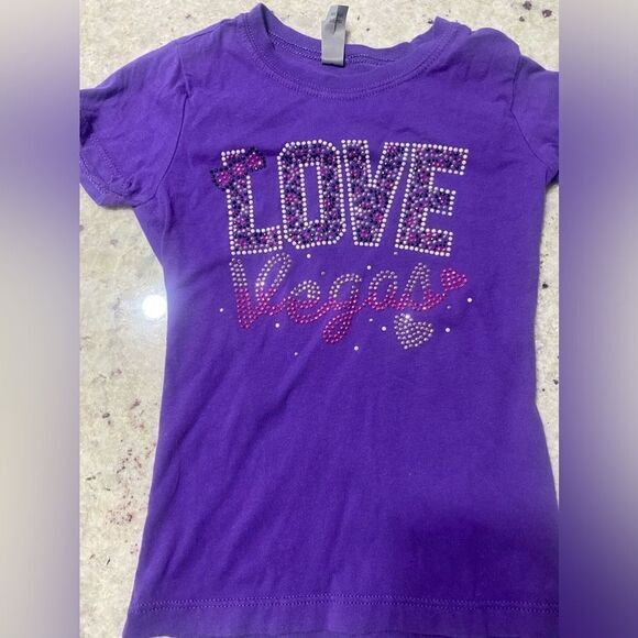Other - Girls love Vegas sparkly purple short sleeve tee shirt size small 5/6